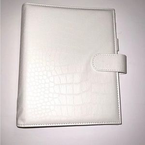 Creme Matte Croc Vegan Leather Planner Cover Binder Notebook Journal Organizer